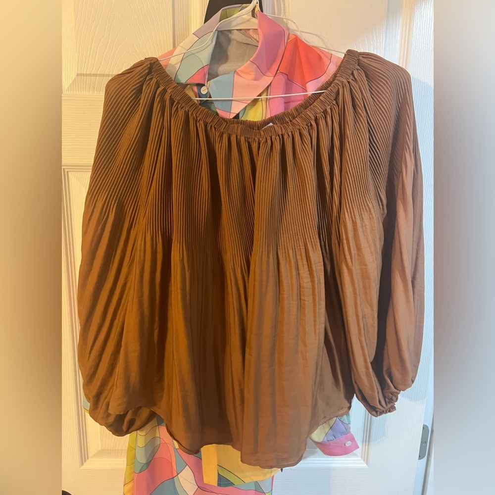 Brown western off the shoulder top